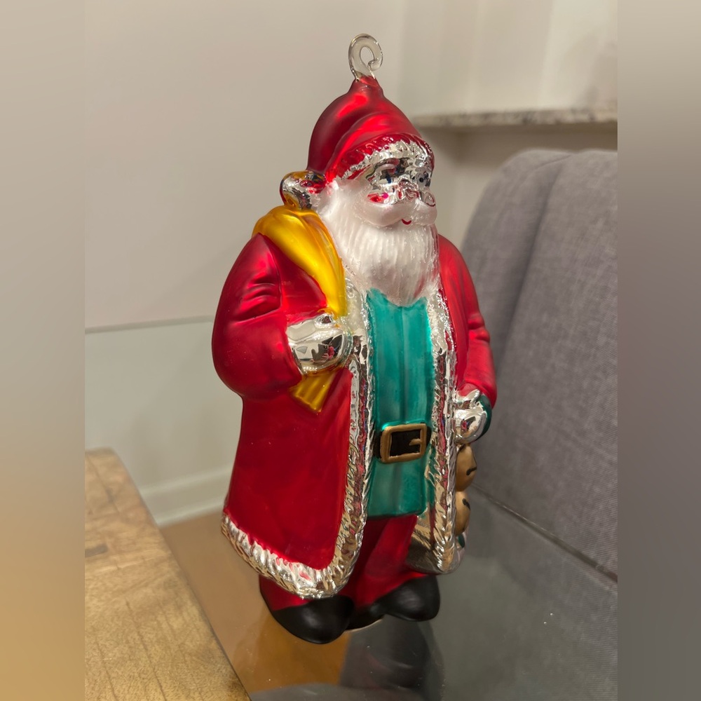 Dept 56 Santa Handblown & Painted Mercury Glass Ornament Large 9"